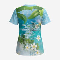 Afro Haiti Cotes des Arcadins Scrub Top Ayiti Map With Royal Palm Plumeria - Wonder Print Shop
