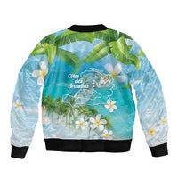 Afro Haiti Cotes des Arcadins Sleeve Zip Bomber Jacket Ayiti Map With Royal Palm Plumeria - Wonder Print Shop