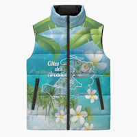 Afro Haiti Cotes des Arcadins Sleeveless Puffer Jacket Ayiti Map With Royal Palm Plumeria - Wonder Print Shop