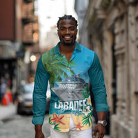 Afro Haiti Labadee Peninsula Long Sleeve Button Shirt Caribbean Cruise Tropical Vibes - Wonder Print Shop