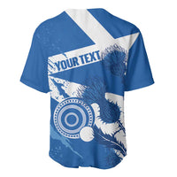 Personalised Scotland Lawn Bowls Baseball Jersey Scottish Thistle Grunge Flag Style - Wonder Print Shop
