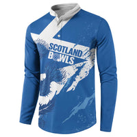 Personalised Scotland Lawn Bowls Button Sweatshirt Scottish Thistle Grunge Flag Style - Wonder Print Shop