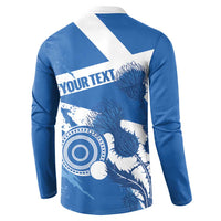 Personalised Scotland Lawn Bowls Button Sweatshirt Scottish Thistle Grunge Flag Style - Wonder Print Shop