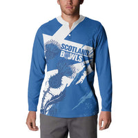 Personalised Scotland Lawn Bowls Button Sweatshirt Scottish Thistle Grunge Flag Style - Wonder Print Shop