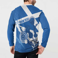 Personalised Scotland Lawn Bowls Button Sweatshirt Scottish Thistle Grunge Flag Style - Wonder Print Shop