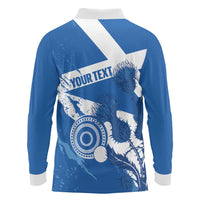 Personalised Scotland Lawn Bowls Long Sleeve Polo Shirt Scottish Thistle Grunge Flag Style - Wonder Print Shop