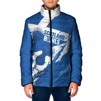 Personalised Scotland Lawn Bowls Padded Jacket Scottish Thistle Grunge Flag Style - Wonder Print Shop