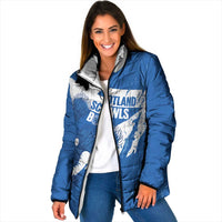 Personalised Scotland Lawn Bowls Padded Jacket Scottish Thistle Grunge Flag Style - Wonder Print Shop