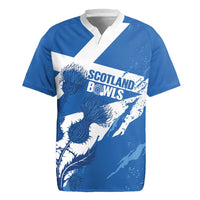 Personalised Scotland Lawn Bowls Rugby Jersey Scottish Thistle Grunge Flag Style - Wonder Print Shop