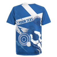 Personalised Scotland Lawn Bowls Rugby Jersey Scottish Thistle Grunge Flag Style - Wonder Print Shop