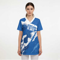 Personalised Scotland Lawn Bowls Scrub Top Scottish Thistle Grunge Flag Style - Wonder Print Shop