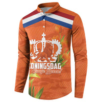 Koningsdag Netherlands King's Day Button Sweatshirt Oranje Boven Holland Tulips