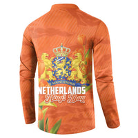 Koningsdag Netherlands King's Day Button Sweatshirt Oranje Boven Holland Tulips