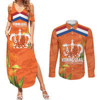 Koningsdag Netherlands King's Day Couples Matching Summer Maxi Dress and Long Sleeve Button Shirt Oranje Boven Holland Tulips