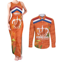 Koningsdag Netherlands King's Day Couples Matching Tank Maxi Dress and Long Sleeve Button Shirt Oranje Boven Holland Tulips