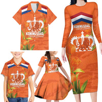 Koningsdag Netherlands King's Day Family Matching Long Sleeve Bodycon Dress and Hawaiian Shirt Oranje Boven Holland Tulips