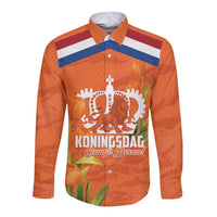 Koningsdag Netherlands King's Day Long Sleeve Button Shirt Oranje Boven Holland Tulips