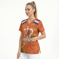 Koningsdag Netherlands King's Day Scrub Top Oranje Boven Holland Tulips