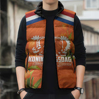 Koningsdag Netherlands King's Day Sleeveless Puffer Jacket Oranje Boven Holland Tulips