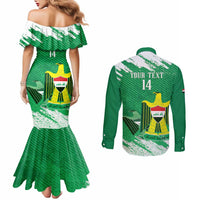 Iraq Football Custom Couples Matching Mermaid Dress and Long Sleeve Button Shirt Come On Lions of Mesopotamia