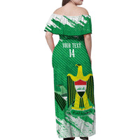 Iraq Football Custom Family Matching Off Shoulder Maxi Dress and Hawaiian Shirt Come On Lions of Mesopotamia