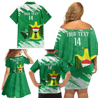 Iraq Football Custom Family Matching Off Shoulder Short Dress and Hawaiian Shirt Come On Lions of Mesopotamia