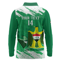 Iraq Football Custom Long Sleeve Polo Shirt Come On Lions of Mesopotamia