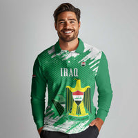 Iraq Football Custom Long Sleeve Polo Shirt Come On Lions of Mesopotamia