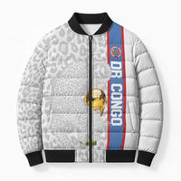 DR Congo Football Custom Bomber Puffer Jacket Come On Leopards White Color