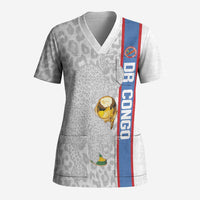 DR Congo Football Custom Scrub Top Come On Leopards White Color