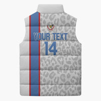 DR Congo Football Custom Sleeveless Puffer Jacket Come On Leopards White Color