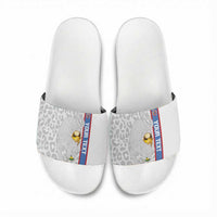 DR Congo Football Custom Slide Sandals Come On Leopards White Color