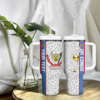 DR Congo Football Custom Tumbler With Handle Come On Leopards White Color