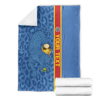 DR Congo Football Custom Blanket Come On Leopards Blue Color