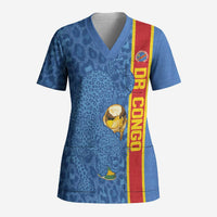 DR Congo Football Custom Scrub Top Come On Leopards Blue Color