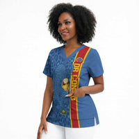 DR Congo Football Custom Scrub Top Come On Leopards Blue Color