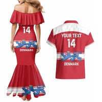 Custom Denmark Hockey Couples Matching Mermaid Dress and Hawaiian Shirt Go Danish Lions - Wonder Print Shop