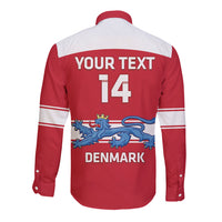 Custom Denmark Hockey Long Sleeve Button Shirt Go Danish Lions - Wonder Print Shop