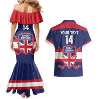 Custom Great Britain Hockey Couples Matching Mermaid Dress and Hawaiian Shirt Go GB Team - Wonder Print Shop