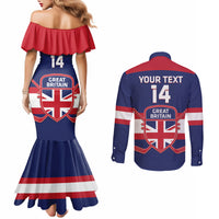 Custom Great Britain Hockey Couples Matching Mermaid Dress and Long Sleeve Button Shirt Go GB Team