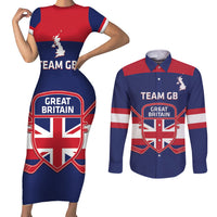 Custom Great Britain Hockey Couples Matching Short Sleeve Bodycon Dress and Long Sleeve Button Shirt Go GB Team - Wonder Print Shop