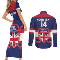 Custom Great Britain Hockey Couples Matching Short Sleeve Bodycon Dress and Long Sleeve Button Shirt Go GB Team - Wonder Print Shop