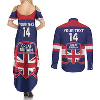 Custom Great Britain Hockey Couples Matching Summer Maxi Dress and Long Sleeve Button Shirt Go GB Team - Wonder Print Shop