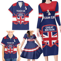 Custom Great Britain Hockey Family Matching Long Sleeve Bodycon Dress and Hawaiian Shirt Go GB Team - Wonder Print Shop