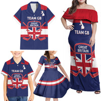 Custom Great Britain Hockey Family Matching Off Shoulder Maxi Dress and Hawaiian Shirt Go GB Team - Wonder Print Shop