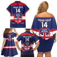 Custom Great Britain Hockey Family Matching Off Shoulder Short Dress and Hawaiian Shirt Go GB Team - Wonder Print Shop