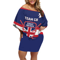 Custom Great Britain Hockey Family Matching Off Shoulder Short Dress and Hawaiian Shirt Go GB Team - Wonder Print Shop