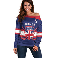 Custom Great Britain Hockey Off Shoulder Sweater Go GB Team - Wonder Print Shop