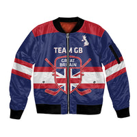 Custom Great Britain Hockey Sleeve Zip Bomber Jacket Go GB Team - Wonder Print Shop