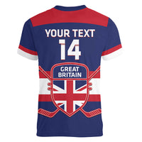 Custom Great Britain Hockey Women V-Neck T-Shirt Go GB Team - Wonder Print Shop